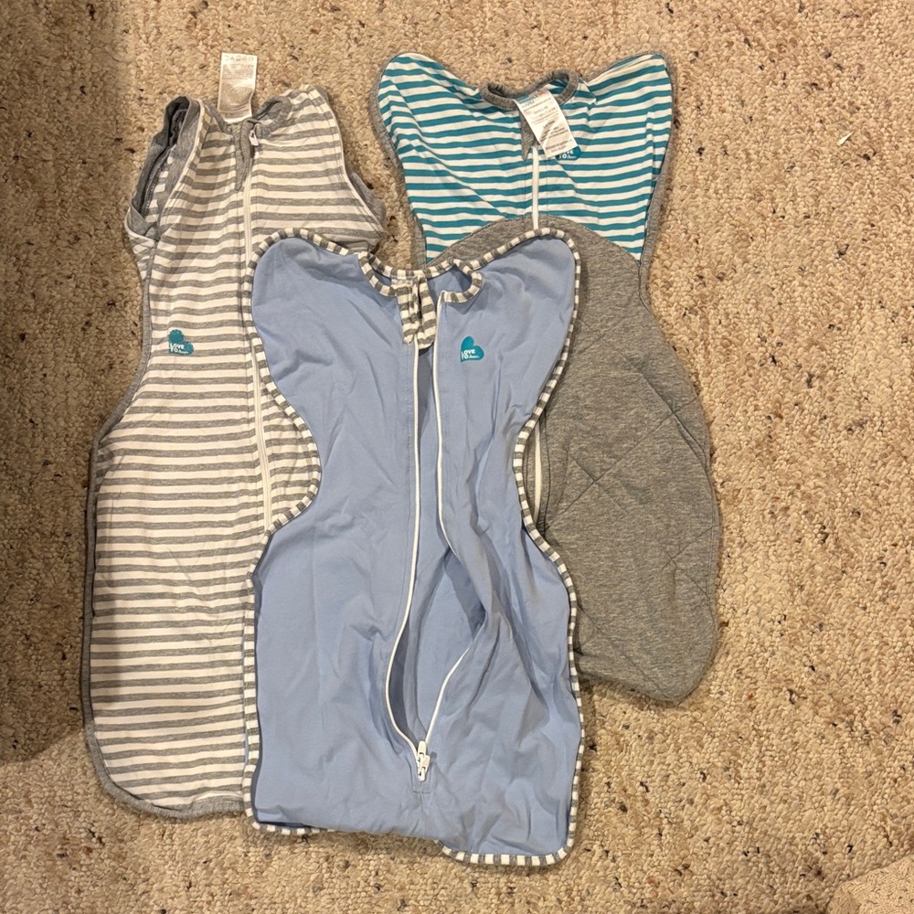 Love to Dream Sleep Sack Set of 3- Striped Gray and Blue